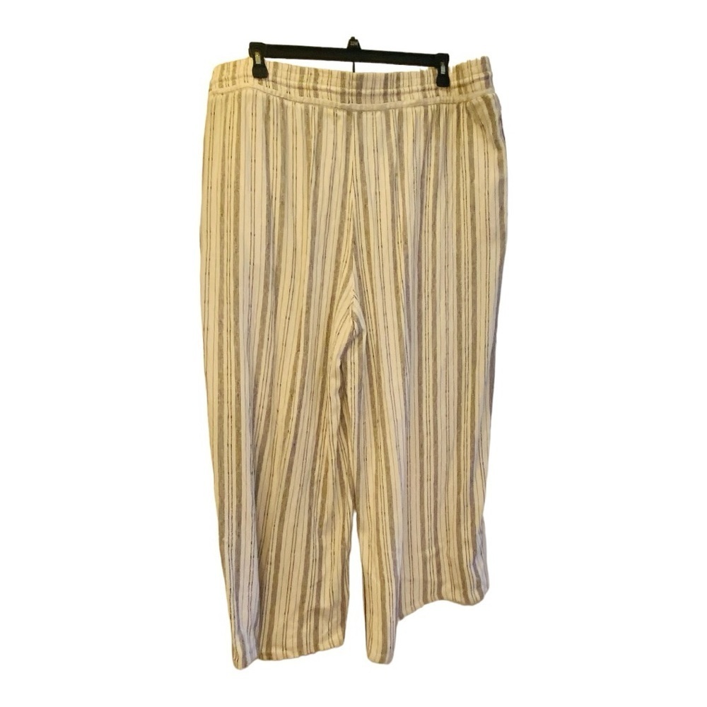 Time&Tru XXXL (size 22) Black and White Striped Drawstring Linen Pants - Picture 2 of 4